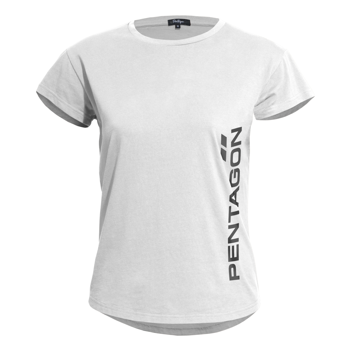 Pentagon Whisper Ladies Tee "Pentagon Vertical" White